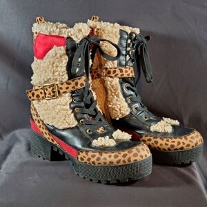 Bamboo Cheetah Platform Boots